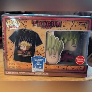 Funko Pop & Tee Trigun Vash w/ Donuts Figure Small T-Shirt Gamestop Exclusive